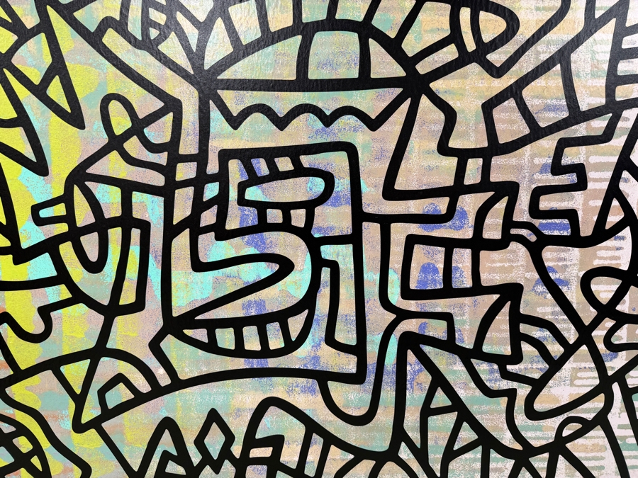 Santos Orellana (B. 1974, American) Original Acrylic Painting On Plywood Signed Verso 'The Art Of Santos' Urban Pop Artwork 30' X 24' With Substantial Hand Painted Wooden Frame SO-JUL2020-070 Estimate $1,000-$1,400 [Photo 3]