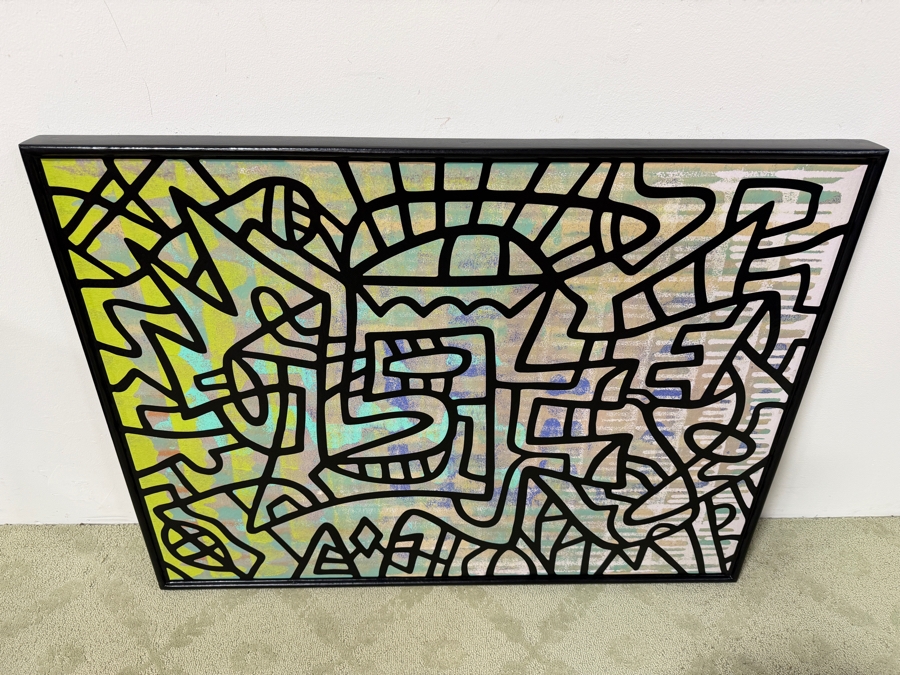 Santos Orellana (B. 1974, American) Original Acrylic Painting On Plywood Signed Verso 'The Art Of Santos' Urban Pop Artwork 30' X 24' With Substantial Hand Painted Wooden Frame SO-JUL2020-070 Estimate $1,000-$1,400 [Photo 4]