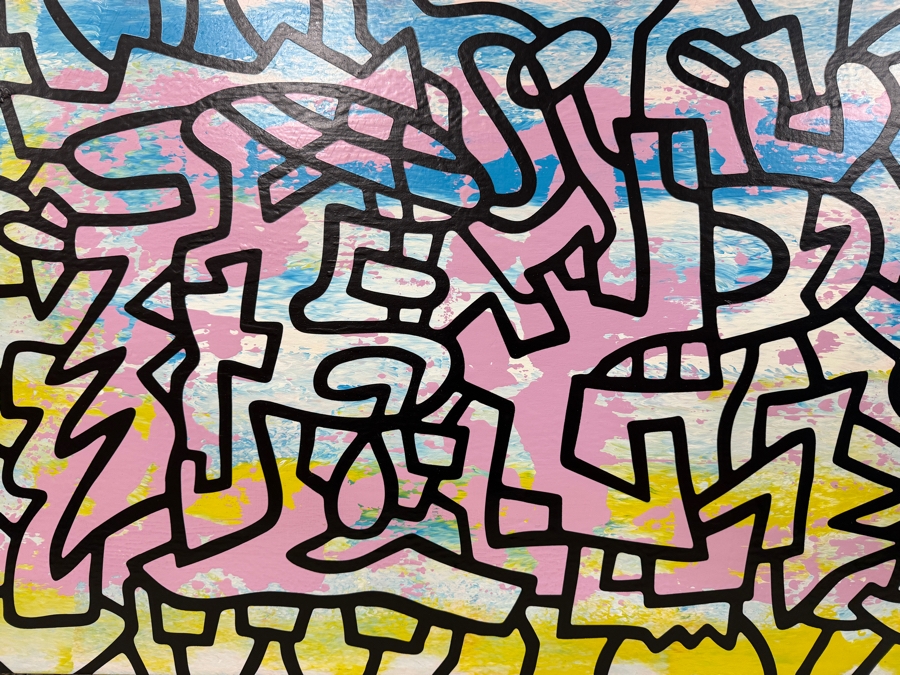 Santos Orellana (B. 1974, American) Original Acrylic Painting On Plywood Signed Verso 'The Art Of Santos' Urban Pop Artwork 30' X 24' With Solid Hand Painted Wooden Frame SO-JAN2020-012 Estimate $1,000-$1,400 [Photo 2]
