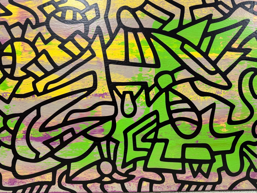 Santos Orellana (B. 1974, American) Original Acrylic Painting On Plywood Signed Verso 'The Art Of Santos' Urban Pop Artwork 30' X 24' With Solid Hand Painted Wooden Frame SO-JAN2020-013 Estimate $1,000-$1,400 [Photo 2]