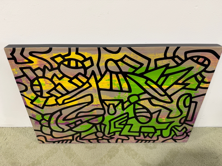 Santos Orellana (B. 1974, American) Original Acrylic Painting On Plywood Signed Verso 'The Art Of Santos' Urban Pop Artwork 30' X 24' With Solid Hand Painted Wooden Frame SO-JAN2020-013 Estimate $1,000-$1,400 [Photo 4]