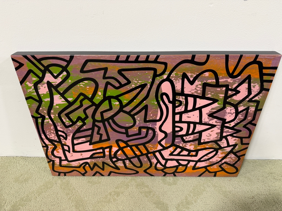 Santos Orellana (B. 1974, American) Original Acrylic Painting On Plywood Signed Verso 'The Art Of Santos' Urban Pop Artwork 30' X 24' With Solid Hand Painted Wooden Frame SO-JAN2020-011 Estimate $1,000-$1,400 [Photo 4]