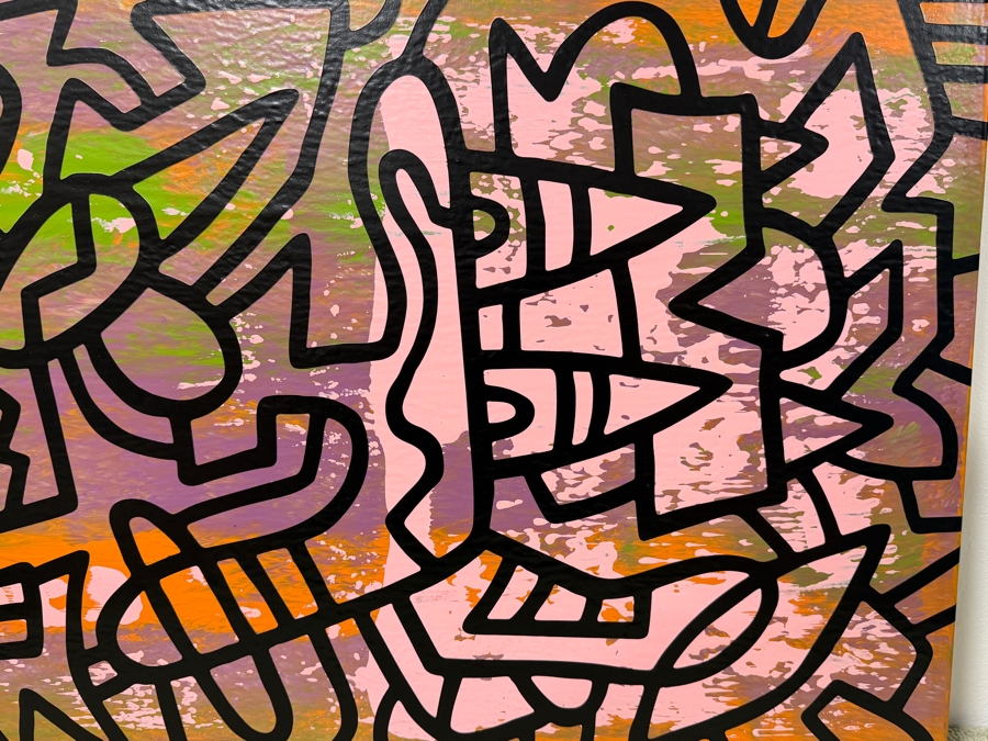 Santos Orellana (B. 1974, American) Original Acrylic Painting On Plywood Signed Verso 'The Art Of Santos' Urban Pop Artwork 30' X 24' With Solid Hand Painted Wooden Frame SO-JAN2020-011 Estimate $1,000-$1,400 [Photo 3]
