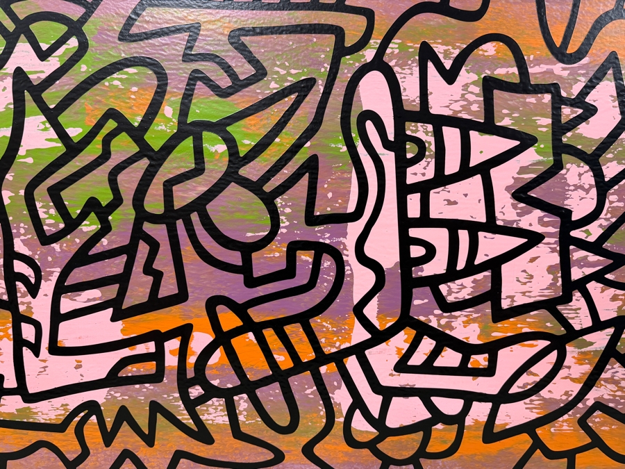 Santos Orellana (B. 1974, American) Original Acrylic Painting On Plywood Signed Verso 'The Art Of Santos' Urban Pop Artwork 30' X 24' With Solid Hand Painted Wooden Frame SO-JAN2020-011 Estimate $1,000-$1,400 [Photo 2]