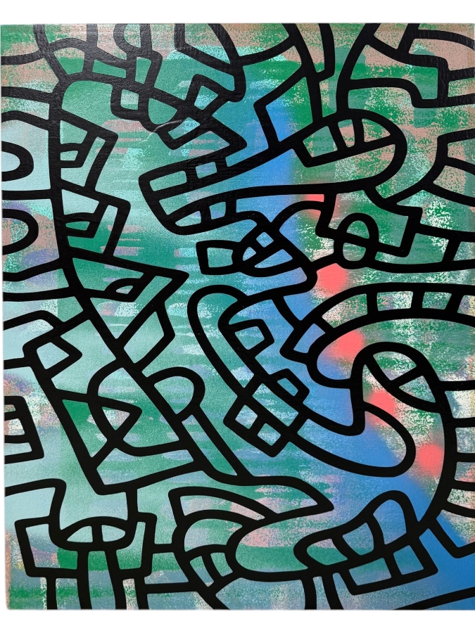 Santos Orellana (B. 1974, American) Original Acrylic Painting On Plywood Signed Verso 'The Art Of Santos' Urban Pop Artwork 24' X 30' With Solid Hand Painted Wooden Frame SO-APR2020-041 Estimate $1,000-$1,400