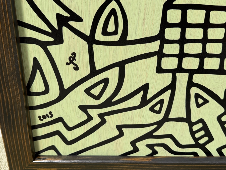 Santos Orellana (B. 1974, American) Original Acrylic Painting On Plywood Signed Bottom Left 'The Art Of Santos' Urban Pop Artwork 24' X 30' With Substantial Hand Painted Wooden Frame 2013 Estimate $1,000-$1,400 [Photo 3]