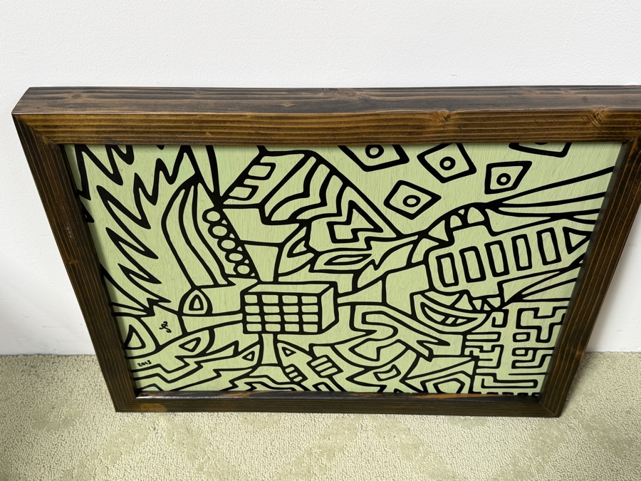 Santos Orellana (B. 1974, American) Original Acrylic Painting On Plywood Signed Bottom Left 'The Art Of Santos' Urban Pop Artwork 24' X 30' With Substantial Hand Painted Wooden Frame 2013 Estimate $1,000-$1,400 [Photo 4]