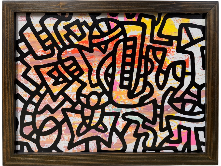 Santos Orellana (B. 1974, American) Original Acrylic Painting On Plywood Signed Verso 'The Art Of Santos' Urban Pop Artwork 26' X 20' With Substantial Hand Painted Wooden Frame SO-JAN2019-057 Estimate $800-$1,000