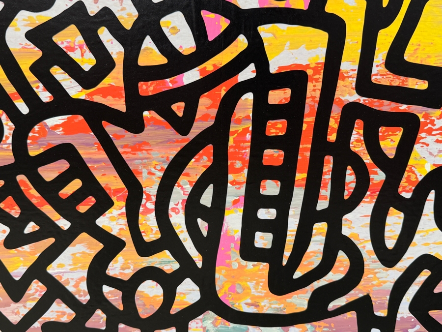 Santos Orellana (B. 1974, American) Original Acrylic Painting On Plywood Signed Verso 'The Art Of Santos' Urban Pop Artwork 26' X 20' With Substantial Hand Painted Wooden Frame SO-JAN2019-057 Estimate $800-$1,000 [Photo 3]