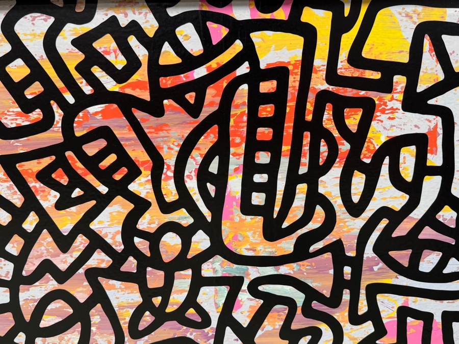 Santos Orellana (B. 1974, American) Original Acrylic Painting On Plywood Signed Verso 'The Art Of Santos' Urban Pop Artwork 26' X 20' With Substantial Hand Painted Wooden Frame SO-JAN2019-057 Estimate $800-$1,000 [Photo 2]