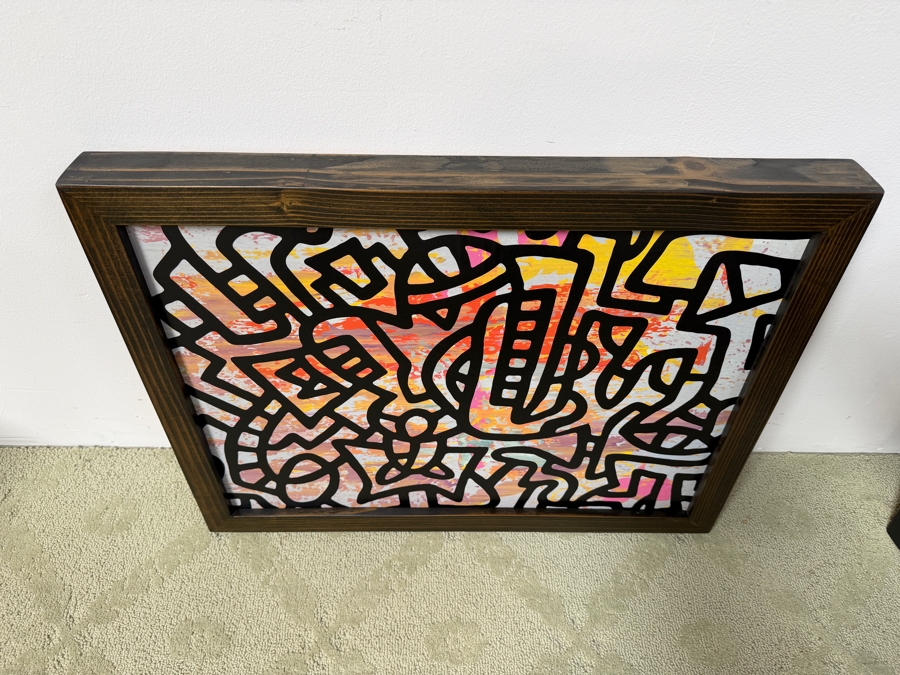 Santos Orellana (B. 1974, American) Original Acrylic Painting On Plywood Signed Verso 'The Art Of Santos' Urban Pop Artwork 26' X 20' With Substantial Hand Painted Wooden Frame SO-JAN2019-057 Estimate $800-$1,000 [Photo 4]