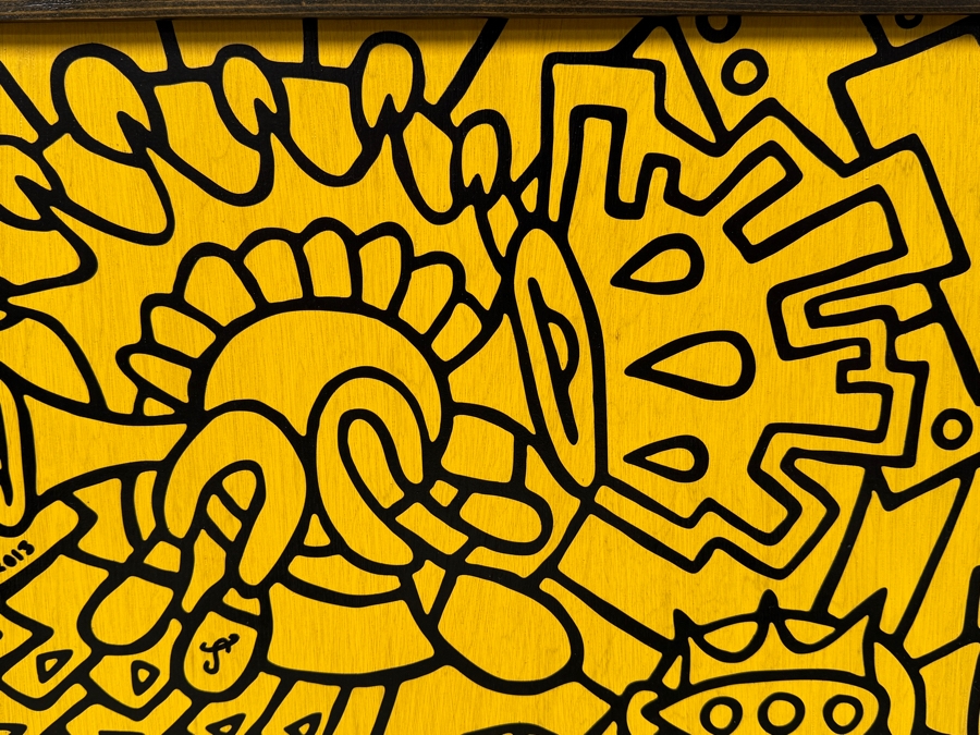 Santos Orellana (B. 1974, American) Original Acrylic Painting On Plywood Signed Bottom Left 'The Art Of Santos' Urban Pop Artwork 26' X 20' With Substantial Hand Painted Wooden Frame 2013 Estimate $800-$1,000 [Photo 3]