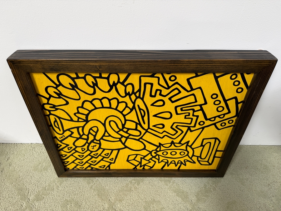 Santos Orellana (B. 1974, American) Original Acrylic Painting On Plywood Signed Bottom Left 'The Art Of Santos' Urban Pop Artwork 26' X 20' With Substantial Hand Painted Wooden Frame 2013 Estimate $800-$1,000 [Photo 5]