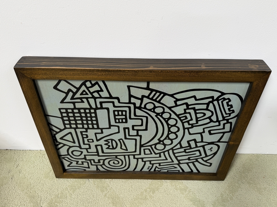 Santos Orellana (B. 1974, American) Original Acrylic Painting On Plywood Signed Bottom Right 'The Art Of Santos' Urban Pop Artwork 26' X 20' With Substantial Hand Painted Wooden Frame 2013 Estimate $800-$1,000 [Photo 6]