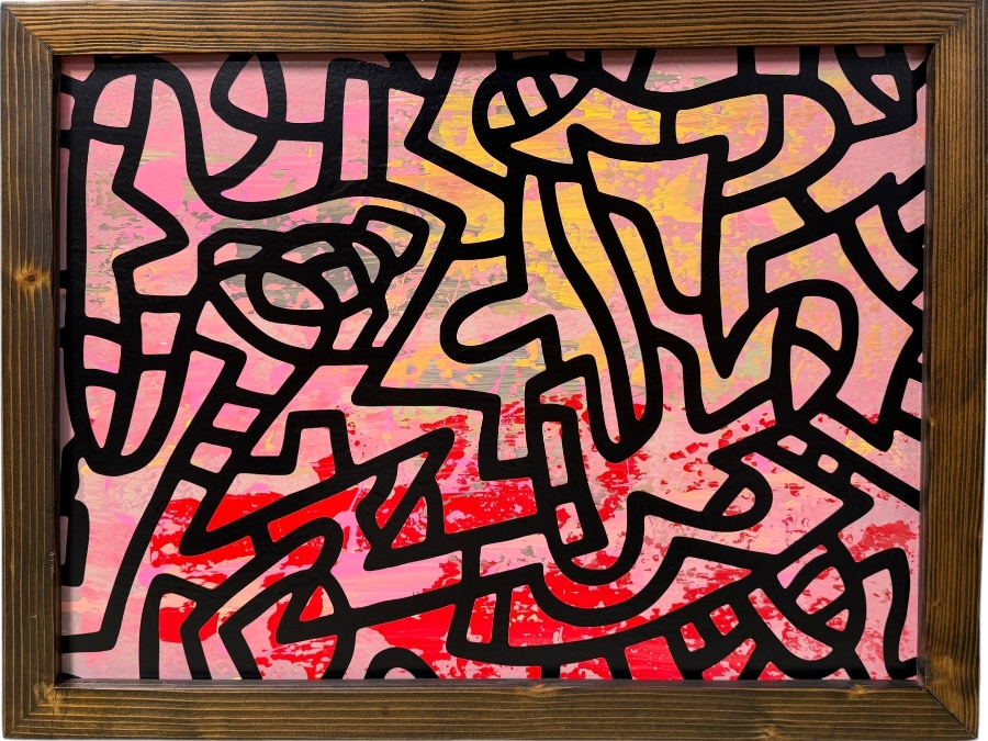 Santos Orellana (B. 1974, American) Original Acrylic Painting On Plywood Signed Verso 'The Art Of Santos' Urban Pop Artwork 26' X 20' With Substantial Hand Painted Wooden Frame SO-JAN2019-052 Estimate $800-$1,000