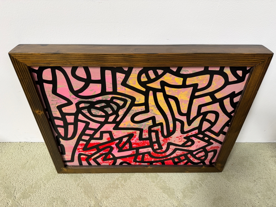 Santos Orellana (B. 1974, American) Original Acrylic Painting On Plywood Signed Verso 'The Art Of Santos' Urban Pop Artwork 26' X 20' With Substantial Hand Painted Wooden Frame SO-JAN2019-052 Estimate $800-$1,000 [Photo 4]