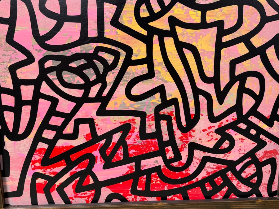 Santos Orellana (B. 1974, American) Original Acrylic Painting On Plywood Signed Verso 'The Art Of Santos' Urban Pop Artwork 26' X 20' With Substantial Hand Painted Wooden Frame SO-JAN2019-052 Estimate $800-$1,000 [Photo 2]
