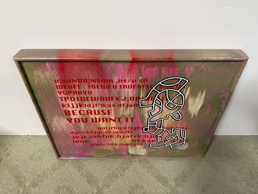 Santos Orellana (B. 1974, American) Original Acrylic Painting On Plywood 'The Art Of Santos' Urban Pop Artwork 26' X 20' With Substantial Hand Painted Wooden Frame Estimate $800-$1,000 [Photo 4]