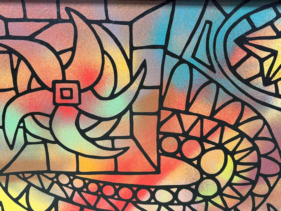 Santos Orellana (B. 1974, American) Original Acrylic Painting On Plywood Signed Bottom Right 'The Art Of Santos' Urban Pop Artwork 26' X 20' With Substantial Hand Painted Wooden Frame Estimate $800-$1,000 [Photo 3]