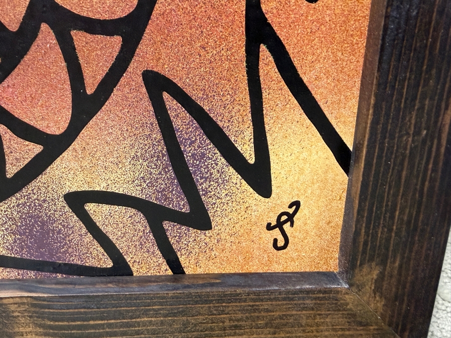 Santos Orellana (B. 1974, American) Original Acrylic Painting On Plywood Signed Bottom Right 'The Art Of Santos' Urban Pop Artwork 26' X 20' With Substantial Hand Painted Wooden Frame Estimate $800-$1,000 [Photo 4]