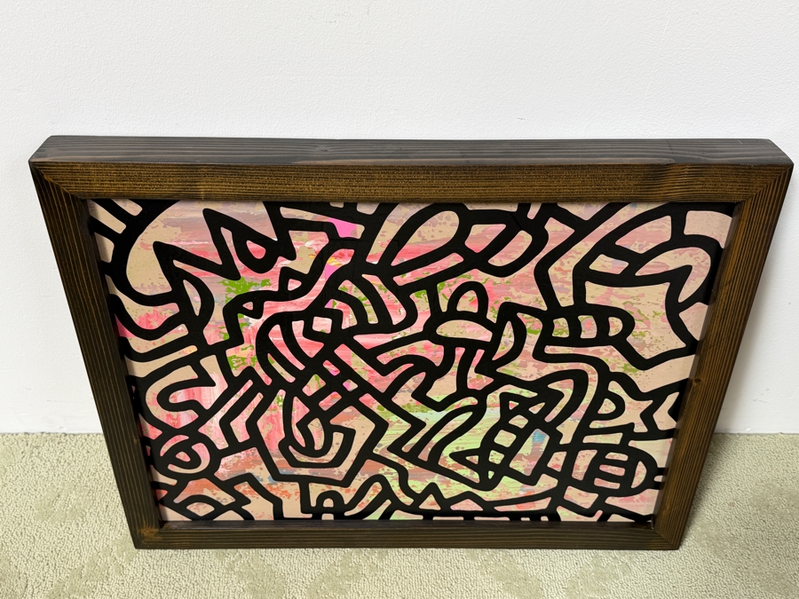 Santos Orellana (B. 1974, American) Original Acrylic Painting On Plywood Signed Verso 'The Art Of Santos' Urban Pop Artwork 26' X 20' With Substantial Hand Painted Wooden Frame SO-JAN2019-041 Estimate $800-$1,000 [Photo 4]
