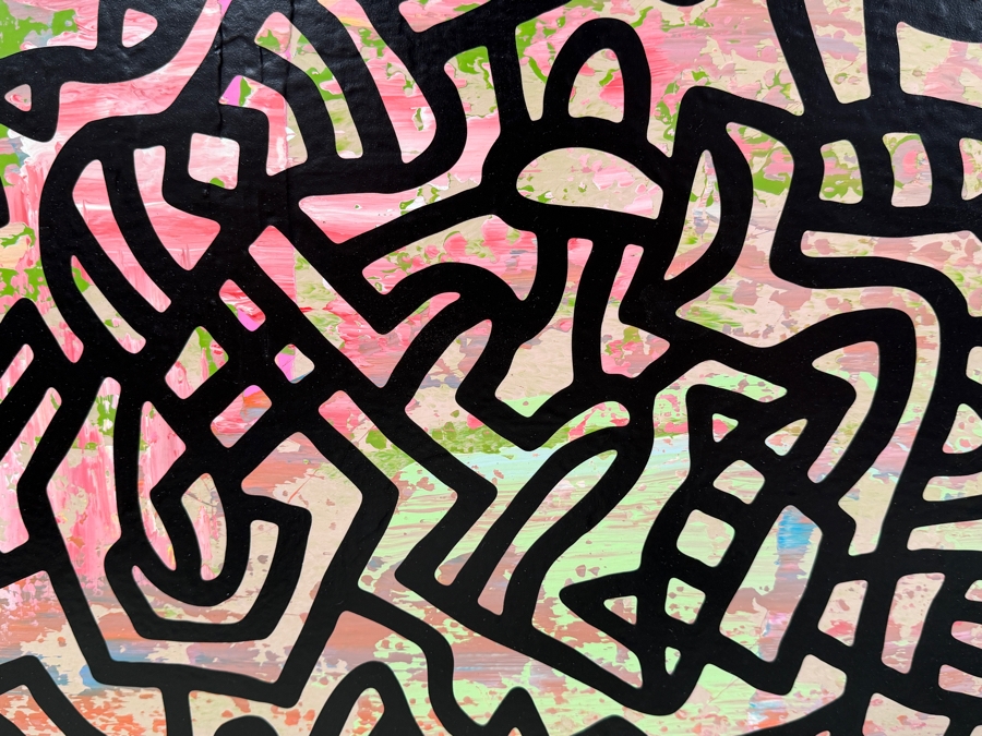Santos Orellana (B. 1974, American) Original Acrylic Painting On Plywood Signed Verso 'The Art Of Santos' Urban Pop Artwork 26' X 20' With Substantial Hand Painted Wooden Frame SO-JAN2019-041 Estimate $800-$1,000 [Photo 3]