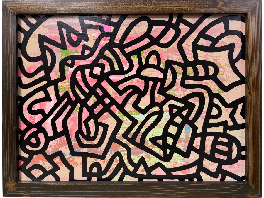 Santos Orellana (B. 1974, American) Original Acrylic Painting On Plywood Signed Verso 'The Art Of Santos' Urban Pop Artwork 26' X 20' With Substantial Hand Painted Wooden Frame SO-JAN2019-041 Estimate $800-$1,000