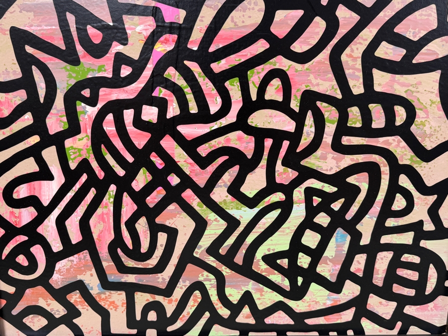 Santos Orellana (B. 1974, American) Original Acrylic Painting On Plywood Signed Verso 'The Art Of Santos' Urban Pop Artwork 26' X 20' With Substantial Hand Painted Wooden Frame SO-JAN2019-041 Estimate $800-$1,000 [Photo 2]