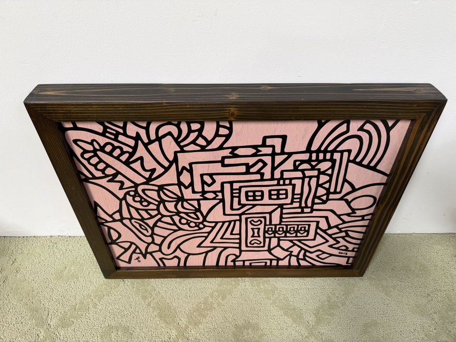 Santos Orellana (B. 1974, American) Original Acrylic Painting On Plywood Signed Bottom Left 'The Art Of Santos' Urban Pop Artwork 26' X 20' With Substantial Hand Painted Wooden Frame 2013 Estimate $800-$1,000 [Photo 6]