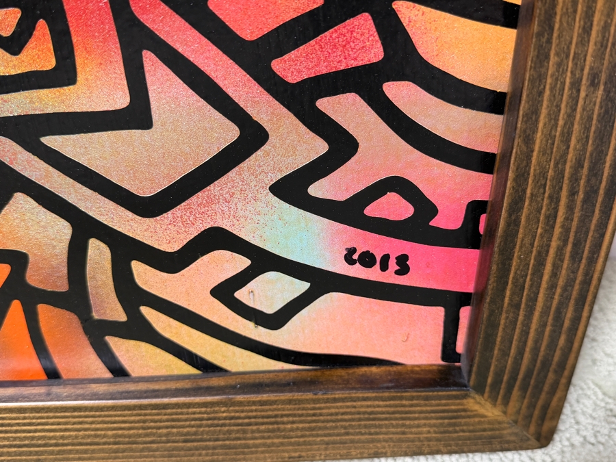 Santos Orellana (B. 1974, American) Original Acrylic Painting On Plywood Signed Bottom Left 'The Art Of Santos' Urban Pop Artwork 26' X 20' With Substantial Hand Painted Wooden Frame 2013 Estimate $800-$1,000 [Photo 6]