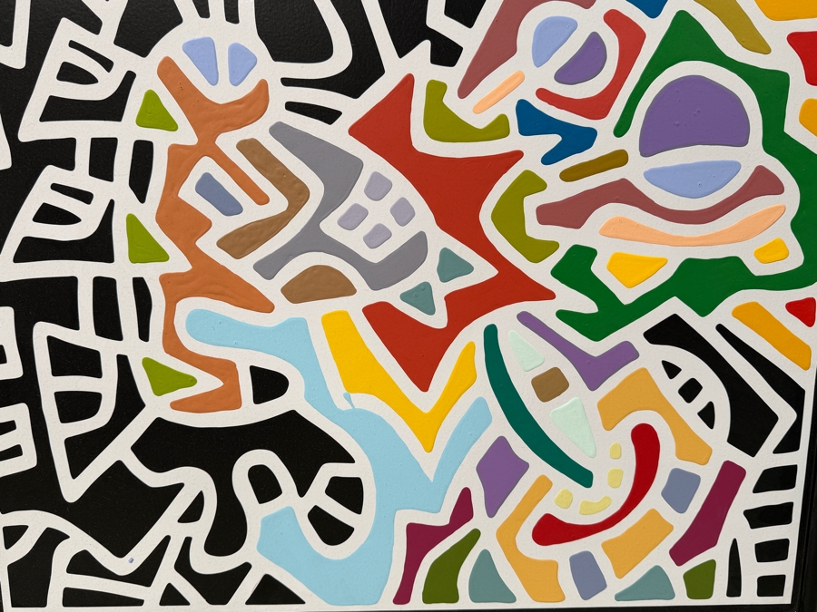 Santos Orellana (B. 1974, American) Original Acrylic Painting On Plywood 'The Art Of Santos' Urban Pop Artwork 26' X 20' With Substantial Hand Painted Wooden Frame Estimate $800-$1,000 [Photo 2]
