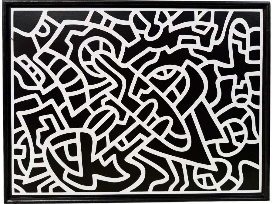 Santos Orellana (B. 1974, American) Original Acrylic Painting On Plywood 'The Art Of Santos' Urban Pop Artwork 26' X 20' With Substantial Hand Painted Wooden Frame Estimate $800-$1,000