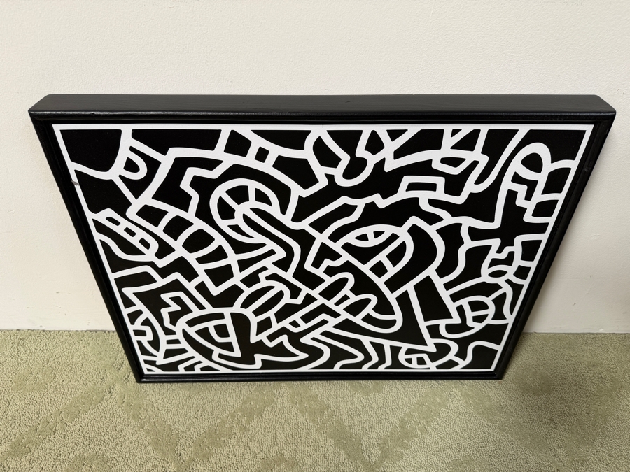 Santos Orellana (B. 1974, American) Original Acrylic Painting On Plywood 'The Art Of Santos' Urban Pop Artwork 26' X 20' With Substantial Hand Painted Wooden Frame Estimate $800-$1,000 [Photo 3]