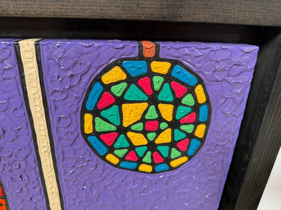 Santos Orellana (B. 1974, American) Original Acrylic Painting On Canvas Signed Bottom Right 'The Art Of Santos' Urban Pop Artwork 24' X 18' Framed 28.5' X 22.5' With Substantial Hand Painted Wooden Frame Estimate $650-$850 [Photo 3]