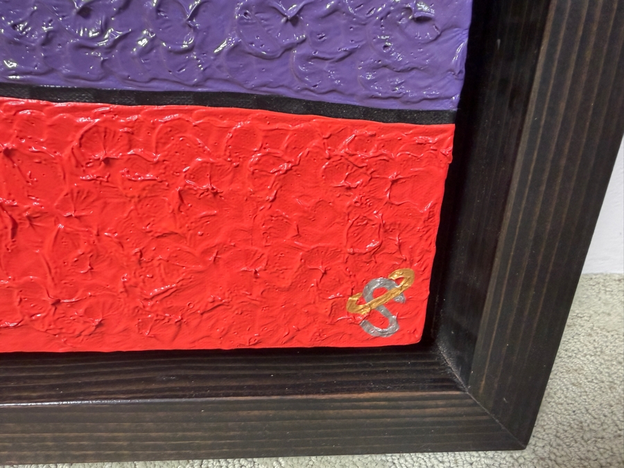 Santos Orellana (B. 1974, American) Original Acrylic Painting On Canvas Signed Bottom Right 'The Art Of Santos' Urban Pop Artwork 24' X 18' Framed 28.5' X 22.5' With Substantial Hand Painted Wooden Frame Estimate $650-$850 [Photo 4]