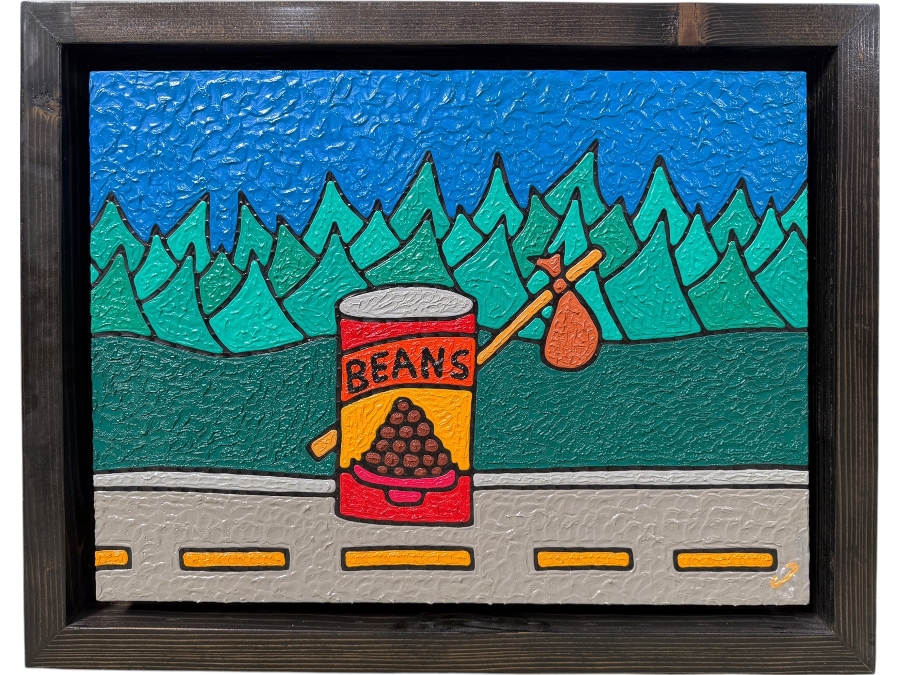 Santos Orellana (B. 1974, American) Original Acrylic Painting On Canvas Signed Bottom Right 'The Art Of Santos' Urban Pop Artwork 24' X 18' With Substantial Hand Painted Wooden Frame 28.5' X 22.5' Estimate $650-$850