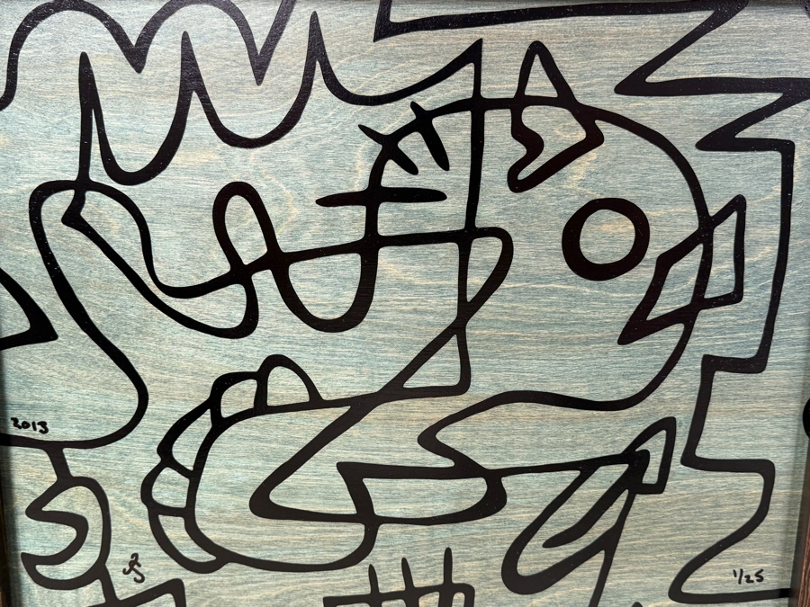 Santos Orellana (B. 1974, American) Original Acrylic Painting On Plywood Signed Bottom Left 'The Art Of Santos' Urban Pop Artwork 22.5' X 18.5' 2013 1/25 In Series With Substantial Hand Painted Wooden Frame Estimate $600-$800 [Photo 2]