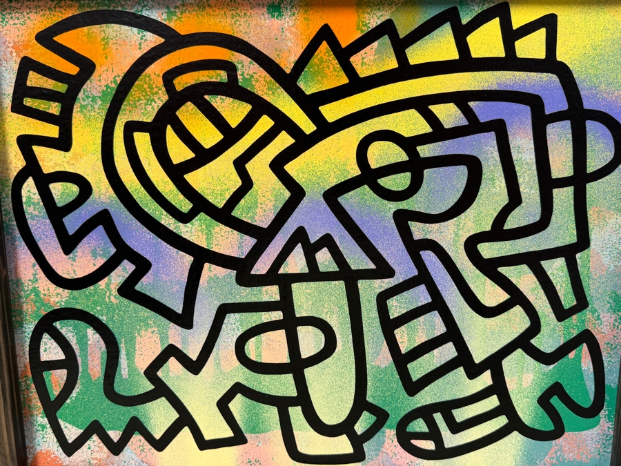 Santos Orellana (B. 1974, American) Original Acrylic Painting On Plywood Signed Verso 'The Art Of Santos' Urban Pop Artwork 22' X 18' With Substantial Hand Painted Wooden Frame SO-MAY2020-004 Estimate $600-$800 [Photo 2]