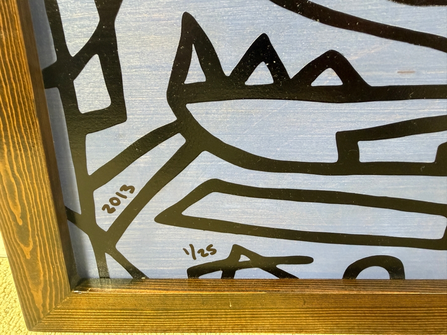 Santos Orellana (B. 1974, American) Original Acrylic Painting On Plywood Signed Bottom Right 'The Art Of Santos' Urban Pop Artwork 2013 22' X 18' With Substantial Hand Painted Wooden Frame 1/25 In Series Estimate $600-$800 [Photo 3]
