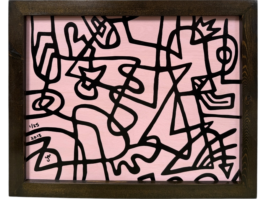 Santos Orellana (B. 1974, American) Original Acrylic Painting On Plywood Signed Bottom Left 'The Art Of Santos' Urban Pop Artwork 2013 22' X 18' With Substantial Hand Painted Wooden Frame 1/25 In Series Estimate $600-$800