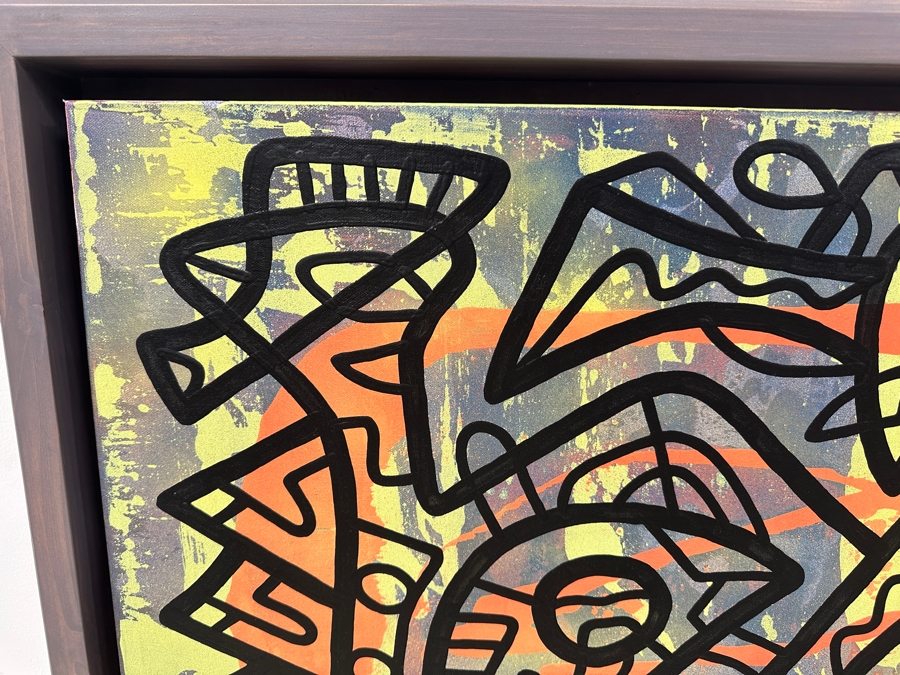 Santos Orellana (B. 1974, American) Original Acrylic Painting On Canvas Signed Bottom Left 'The Art Of Santos' Urban Pop Artwork 36' X 24' With Substantial Hand Painted Wooden Frame 40.5 X 28.5' Estimate $1,300-$1,700 [Photo 4]