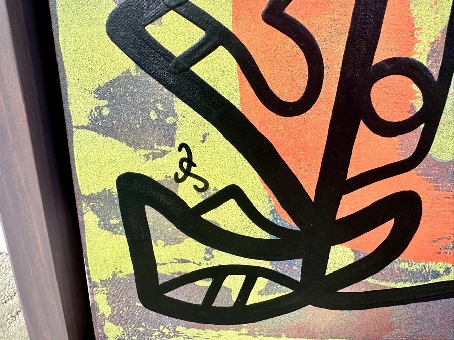 Santos Orellana (B. 1974, American) Original Acrylic Painting On Canvas Signed Bottom Left 'The Art Of Santos' Urban Pop Artwork 36' X 24' With Substantial Hand Painted Wooden Frame 40.5 X 28.5' Estimate $1,300-$1,700 [Photo 6]