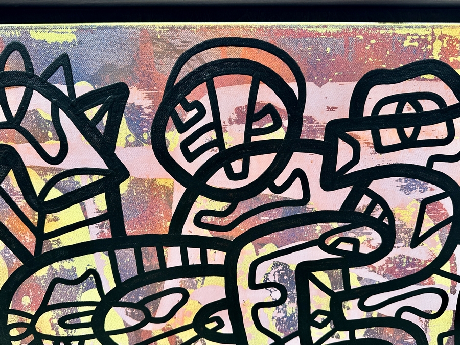 Santos Orellana (B. 1974, American) Original Acrylic Painting On Canvas Signed Bottom Left 'The Art Of Santos' Urban Pop Artwork 36' X 24' With Substantial Hand Painted Wooden Frame 40.5 X 28.5' Estimate $1,300-$1,700 [Photo 3]