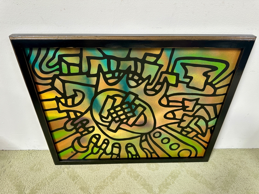 Santos Orellana (B. 1974, American) Original Acrylic Painting On Plywood Signed Bottom Left 'The Art Of Santos' Urban Pop Artwork 32' X 26' With Substantial Hand Painted Wooden Frame Estimate $1,250-$1,600 [Photo 3]