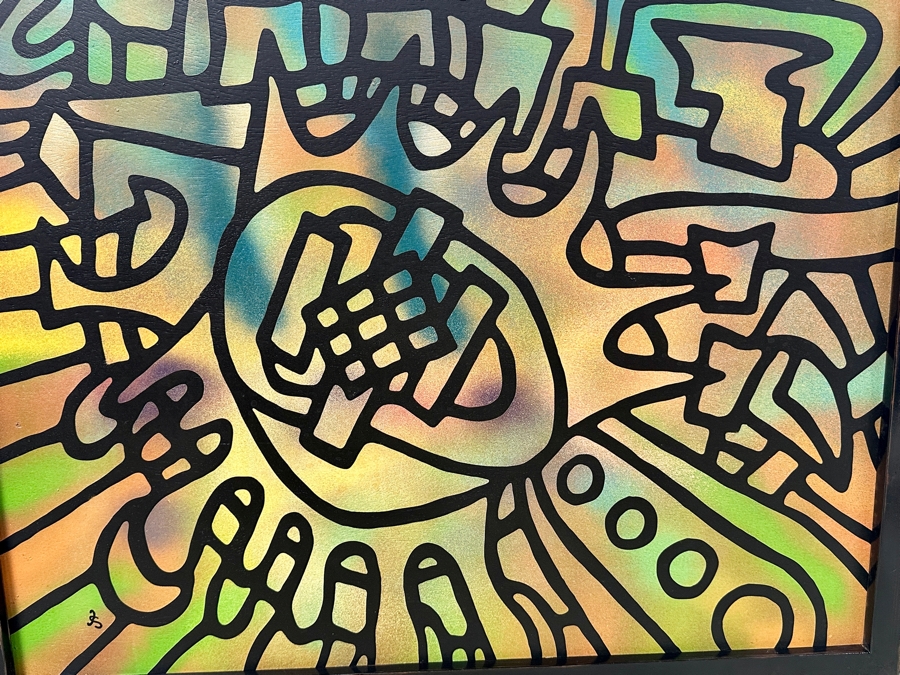 Santos Orellana (B. 1974, American) Original Acrylic Painting On Plywood Signed Bottom Left 'The Art Of Santos' Urban Pop Artwork 32' X 26' With Substantial Hand Painted Wooden Frame Estimate $1,250-$1,600 [Photo 2]