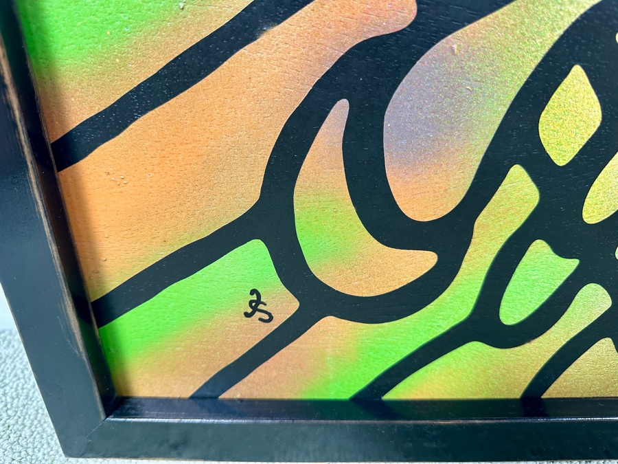 Santos Orellana (B. 1974, American) Original Acrylic Painting On Plywood Signed Bottom Left 'The Art Of Santos' Urban Pop Artwork 32' X 26' With Substantial Hand Painted Wooden Frame Estimate $1,250-$1,600 [Photo 4]