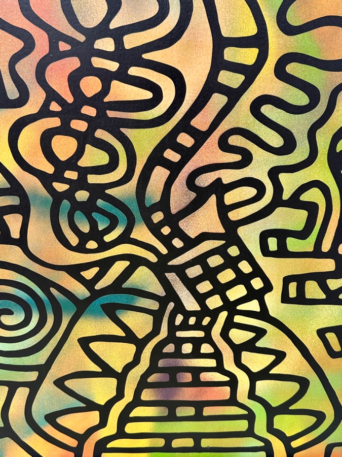 Santos Orellana (B. 1974, American) Original Acrylic Painting On Plywood Signed Bottom Left 'The Art Of Santos' Urban Pop Artwork 26' X 32' With Substantial Hand Painted Wooden Frame Estimate $1,250-$1,600 [Photo 3]