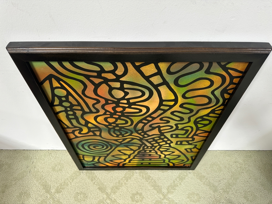 Santos Orellana (B. 1974, American) Original Acrylic Painting On Plywood Signed Bottom Left 'The Art Of Santos' Urban Pop Artwork 26' X 32' With Substantial Hand Painted Wooden Frame Estimate $1,250-$1,600 [Photo 4]