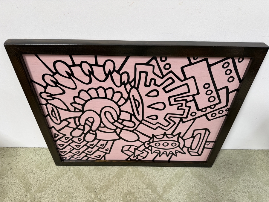 Santos Orellana (B. 1974, American) Original Acrylic Painting On Plywood Signed Bottom Right 'The Art Of Santos' Urban Pop Artwork 2013 32' X 26' With Substantial Hand Painted Wooden Frame 1/25 In Series Estimate $1,250-$1,600 [Photo 5]