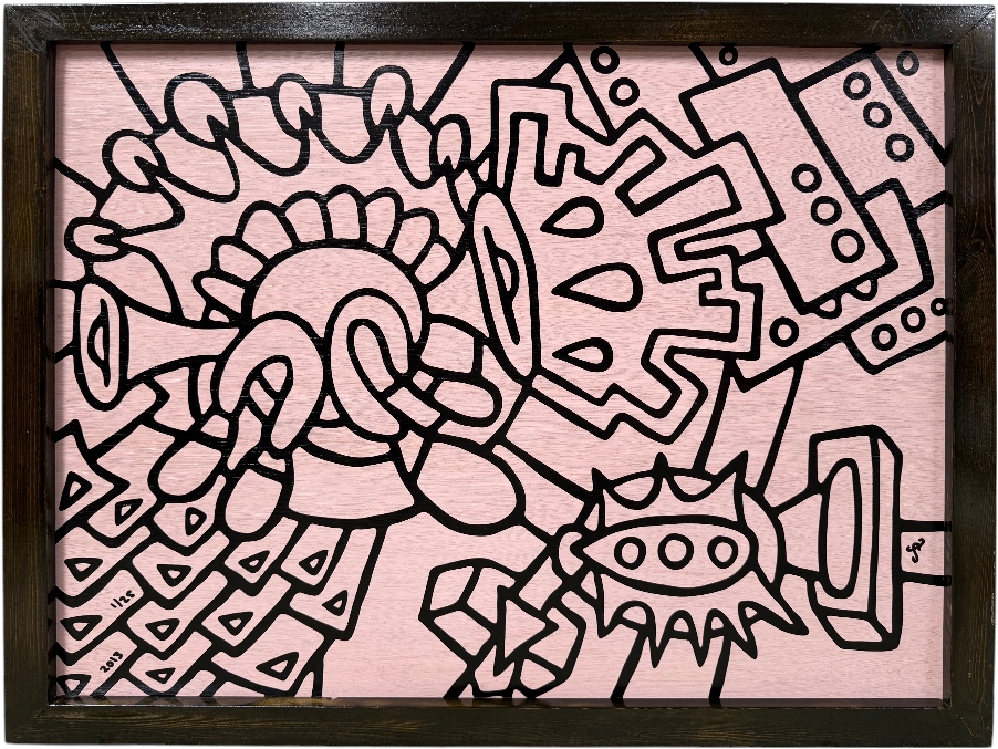 Santos Orellana (B. 1974, American) Original Acrylic Painting On Plywood Signed Bottom Right 'The Art Of Santos' Urban Pop Artwork 2013 32' X 26' With Substantial Hand Painted Wooden Frame 1/25 In Series Estimate $1,250-$1,600 [Photo 2]